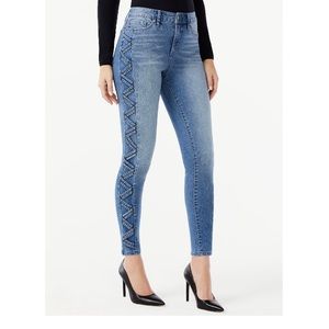 Sofía Jeans Woman’s Rosa Curve High Rise Side Lace Skinny Jeans.